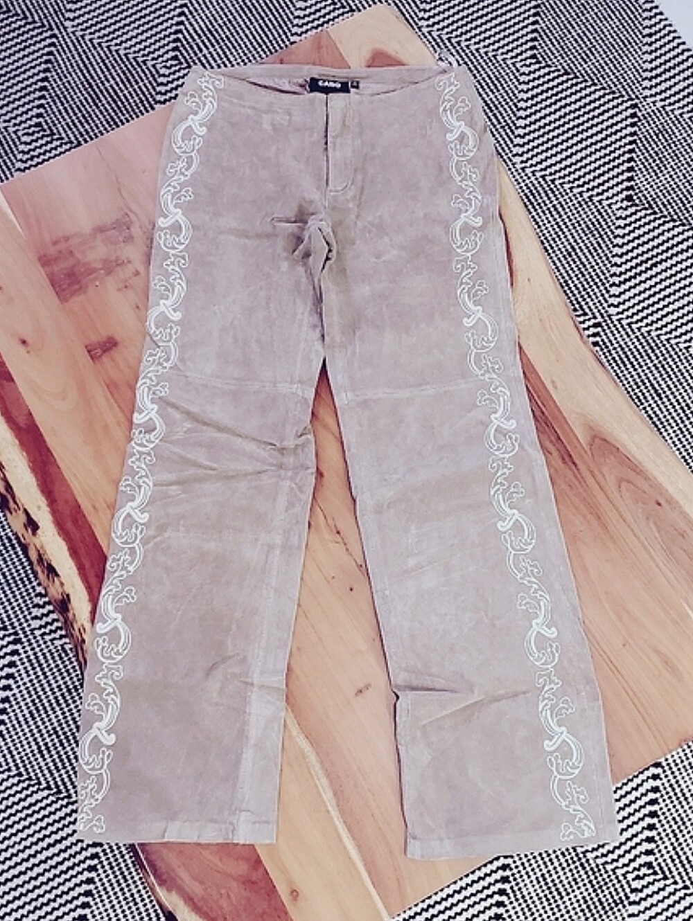CABO Vintage 80s Low Rise Western Bootcut Tan Leather Suede Pants